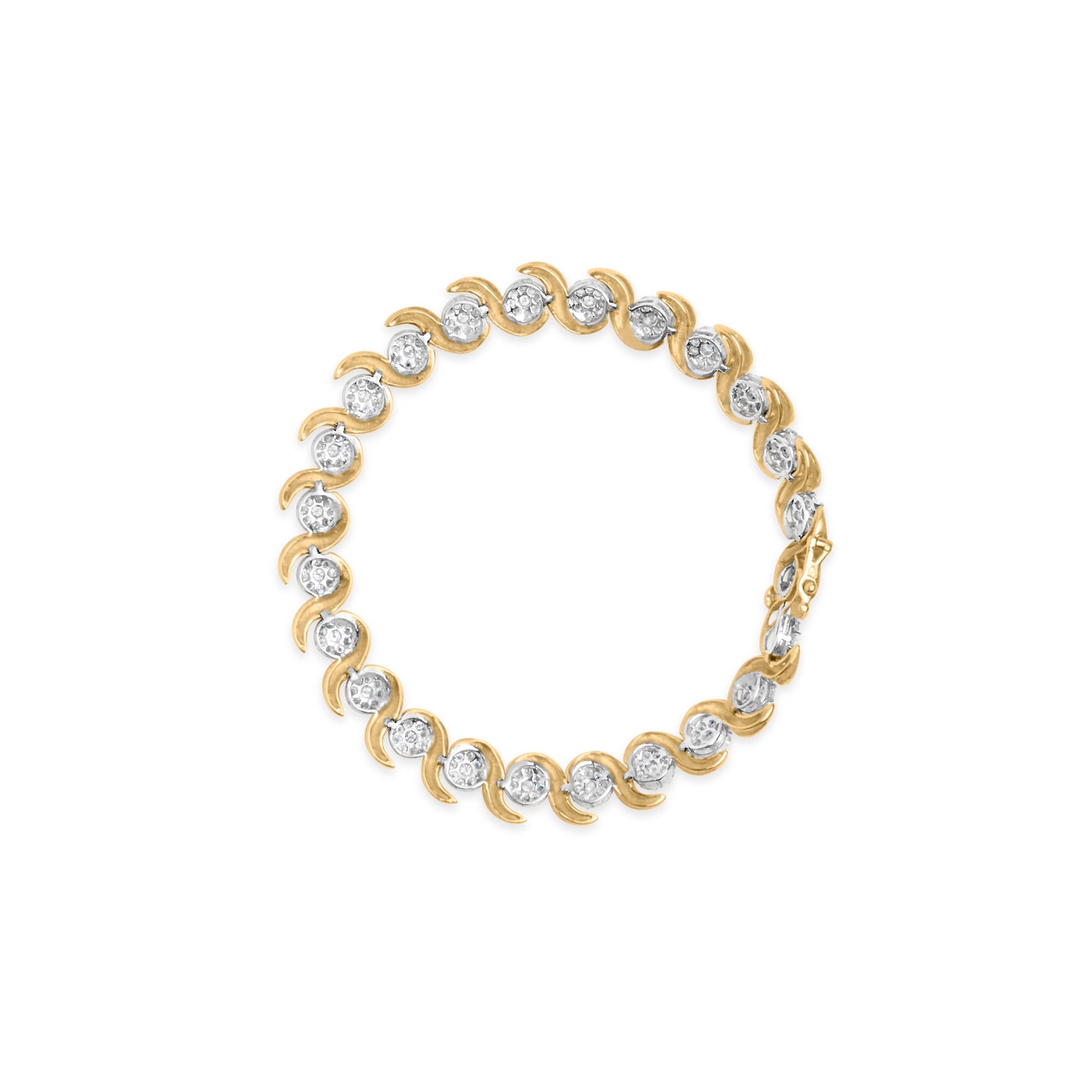 10K Yellow Gold 4.00 Cttw Round-Cut Diamond Floral Link 7.5" Bracelet (H-I Color, I2-I3 Clarity) Bids.com