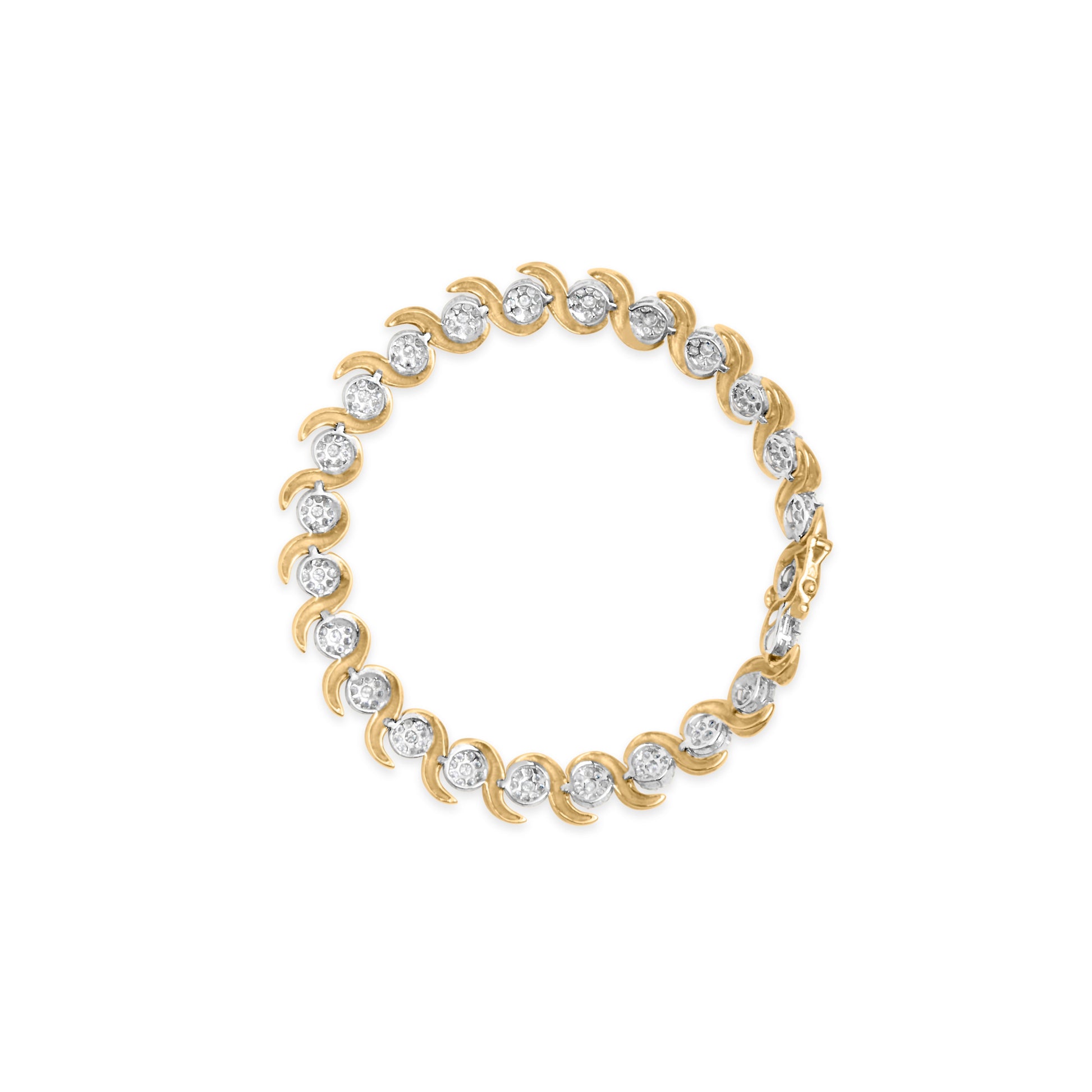 10K Yellow Gold 4.00 Cttw Round-Cut Diamond Floral Link 7.5" Bracelet (H-I Color, I2-I3 Clarity) Bids.com