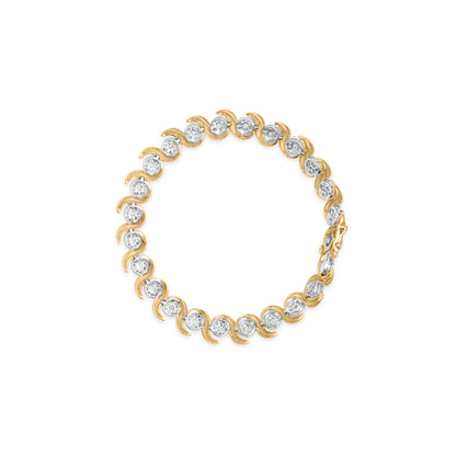 10K Yellow Gold 4.00 Cttw Round-Cut Diamond Floral Link 7.5" Bracelet (H-I Color, I2-I3 Clarity) Bids.com