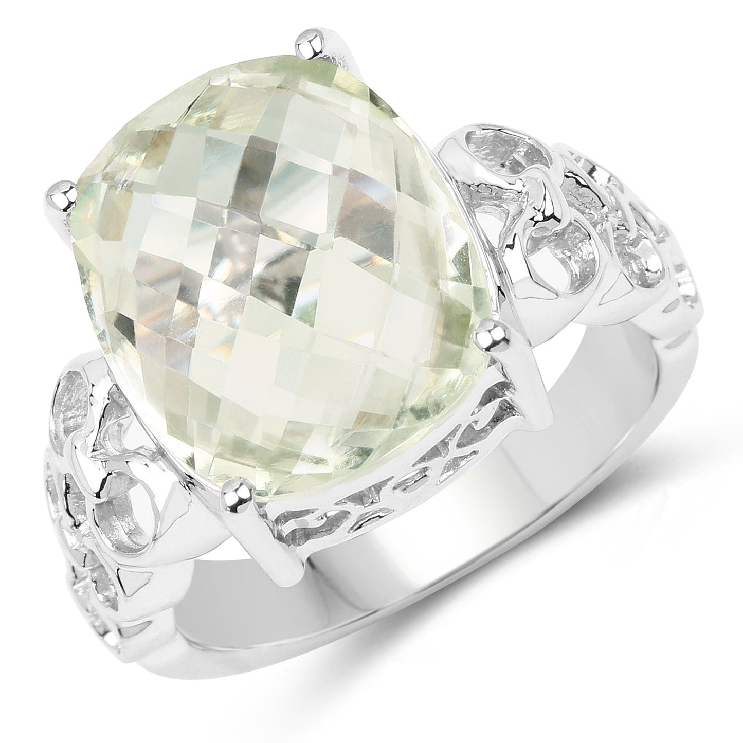 6.74 Carat Genuine Green Amethyst .925 Sterling Silver Ring Bids.com