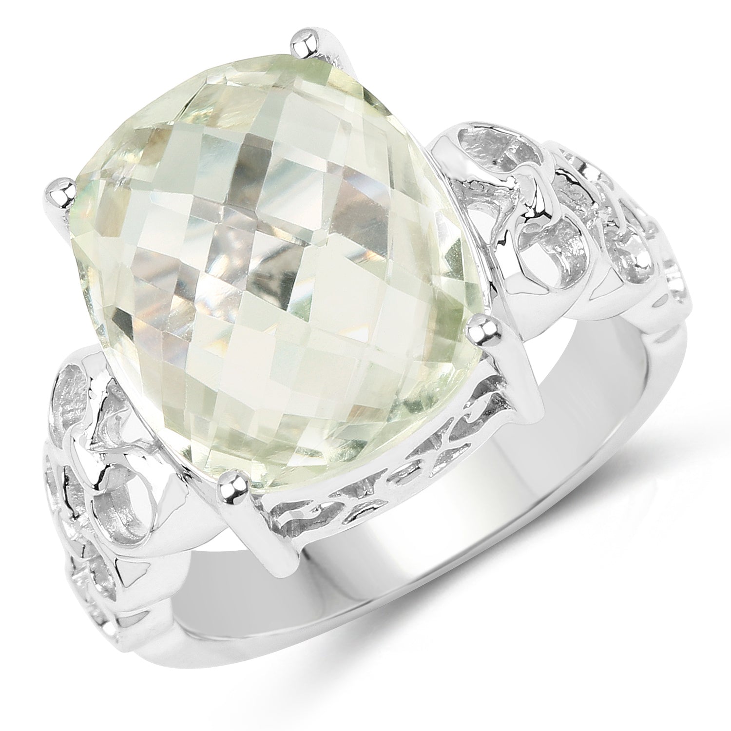 6.74 Carat Genuine Green Amethyst .925 Sterling Silver Ring Bids.com