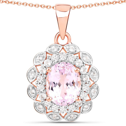 4.26 Carat Genuine Kunzite and White Topaz .925 Sterling Silver Pendant Bids.com