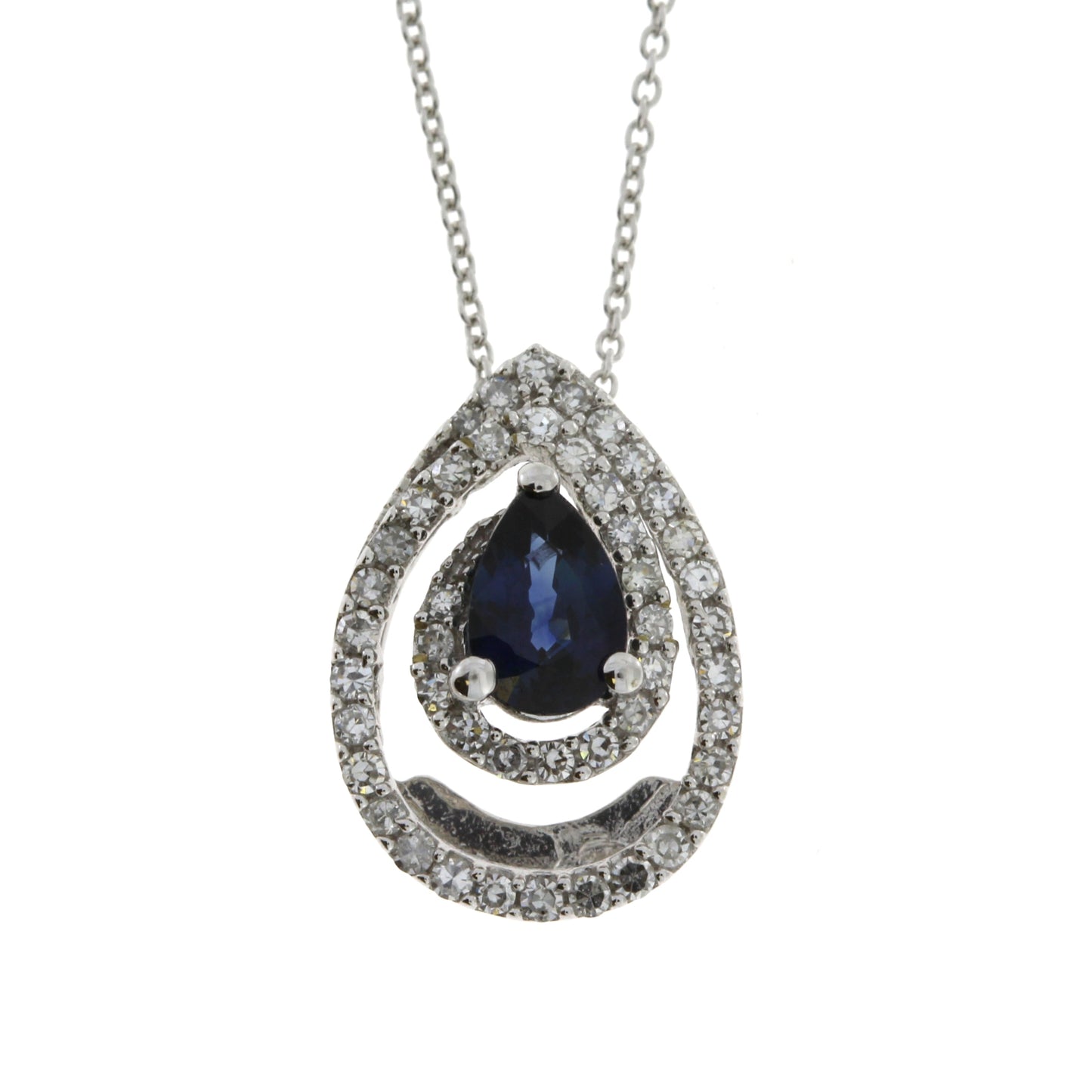 .75ct Sapphire Diamond Fashion Pendants 14KT White Gold Bids.com