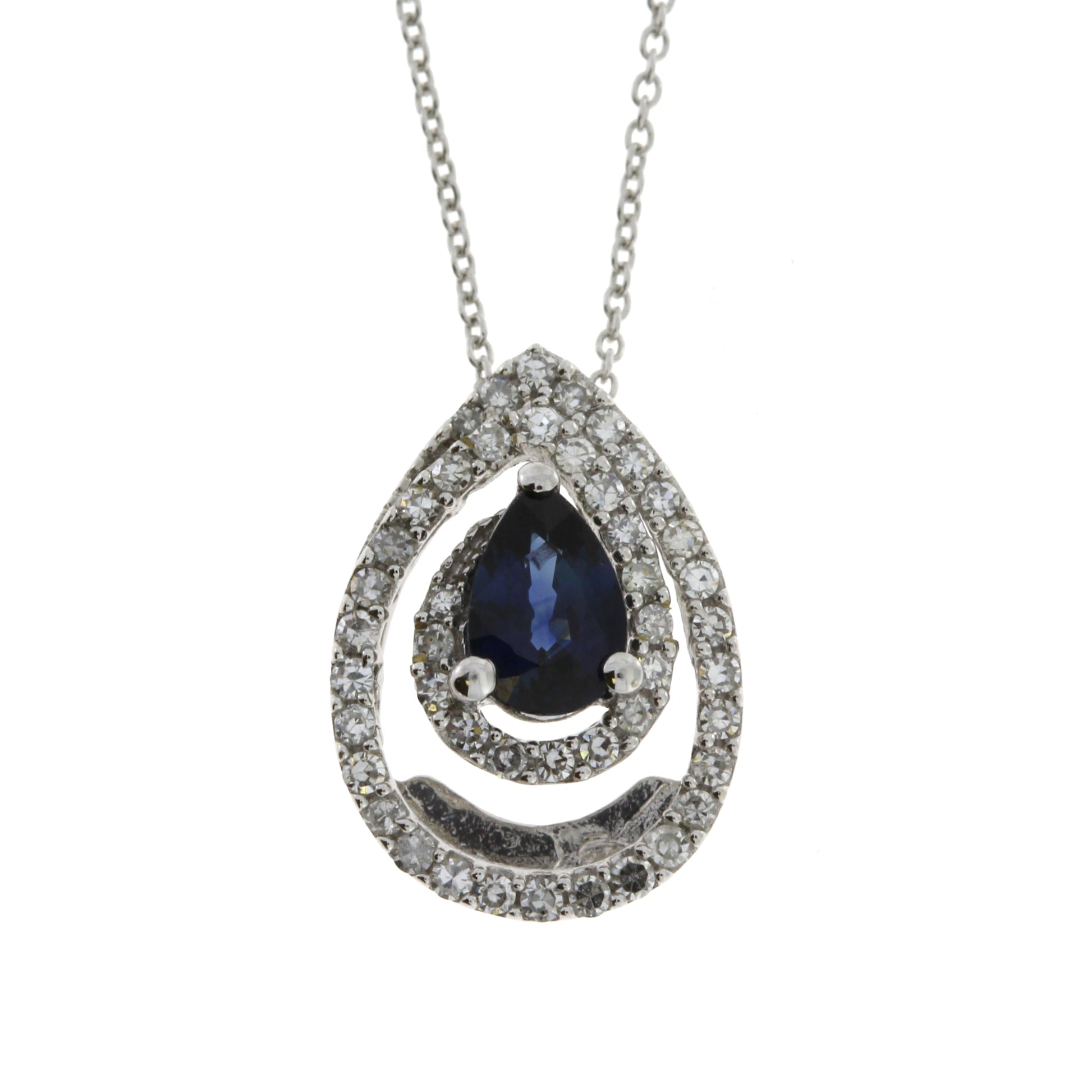 .75ct Sapphire Diamond Fashion Pendants 14KT White Gold Bids.com