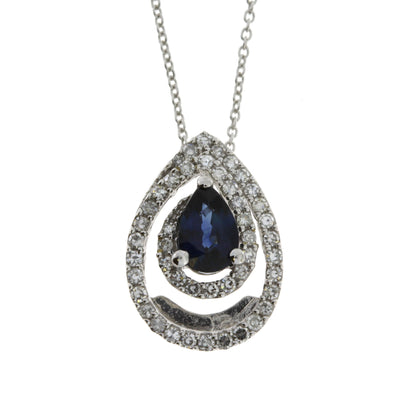 .75ct Sapphire Diamond Fashion Pendants 14KT White Gold Bids.com