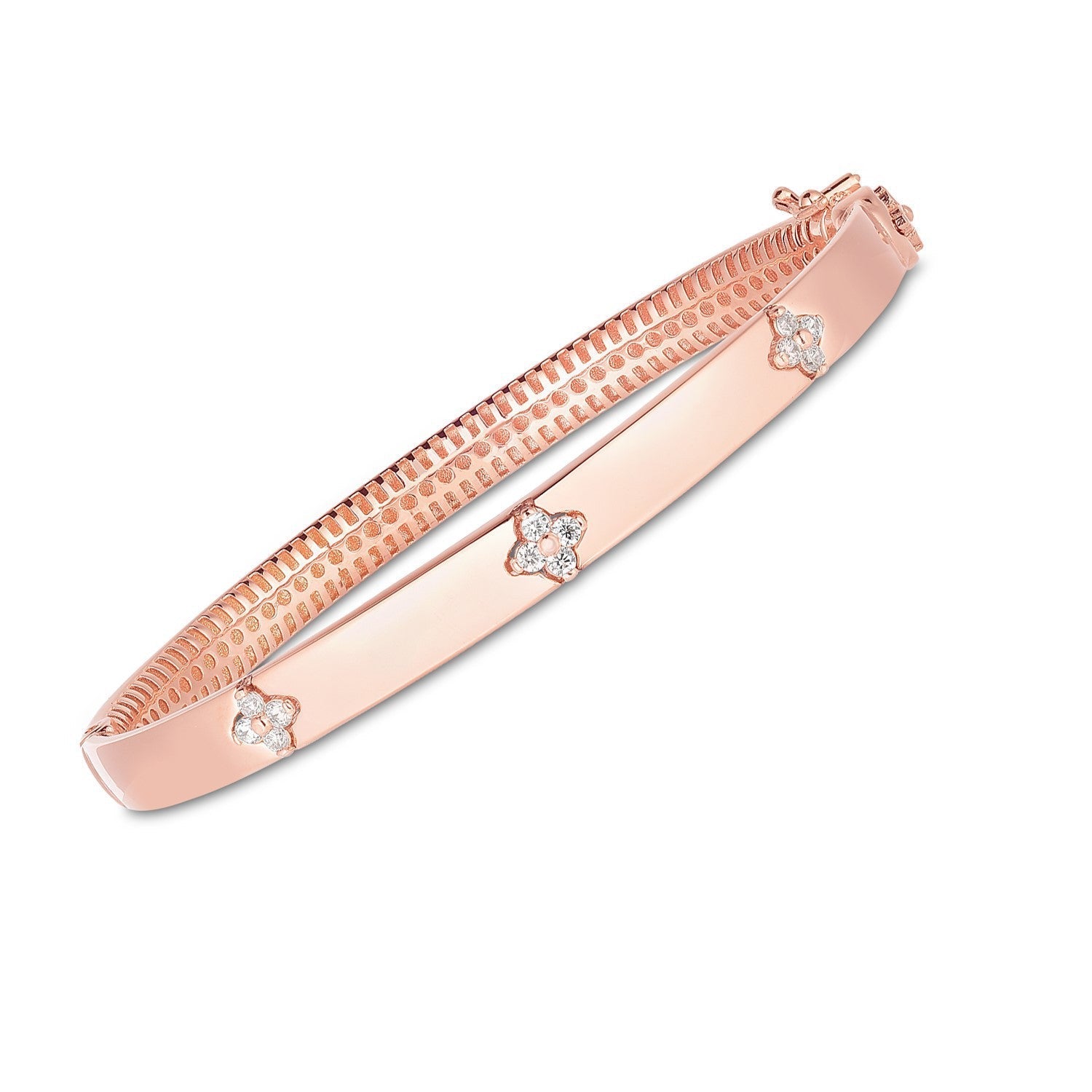 14k Rose Gold Trilogy Diamond Bangle (5.40 mm) Bids.com
