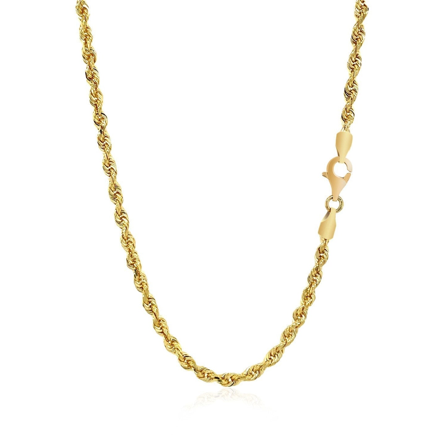3.0mm 14k Yellow Gold Solid Diamond Cut Rope Chain Bids.com