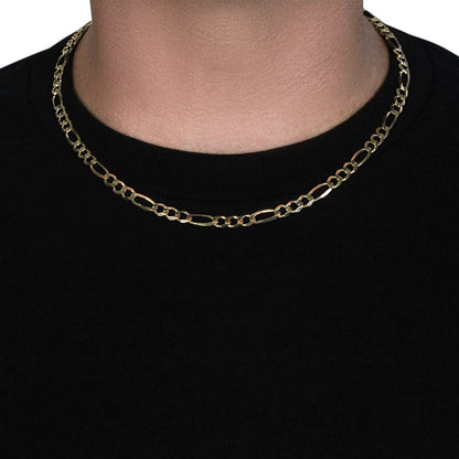 10K Yellow Gold Solid Figaro Chain (5.30 mm) Bids.com