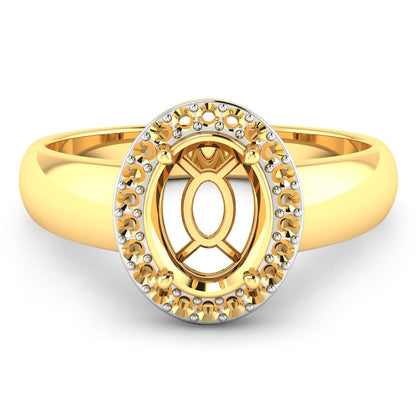 0.22 Carat Genuine White Diamond 14K Yellow Gold Semi Mount Ring - holds 9x7mm Oval Gemstone Bids.com
