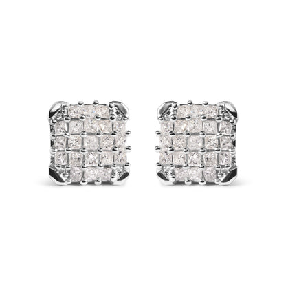 10K White Gold 3/4 Cttw Princess Diamond Composite Open Frame Stud Earrings (I-J Color, I1-I2 Clarity) Bids.com