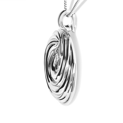 .925 Sterling Silver Endless Wave Swirl Statement Medallion 18" Pendant Necklace Bids.com