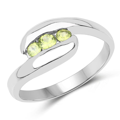 0.56 Carat Genuine Peridot .925 Sterling Silver Ring Bids.com