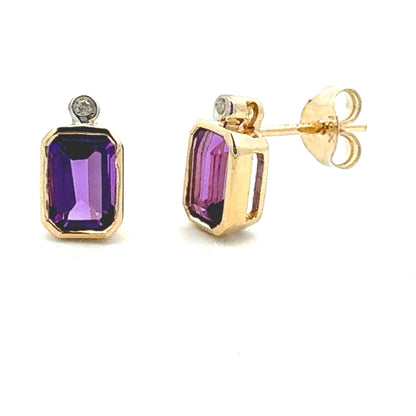 .53ct Amethyst Diamond Stud Earrings 10KT Yellow Gold Bids.com