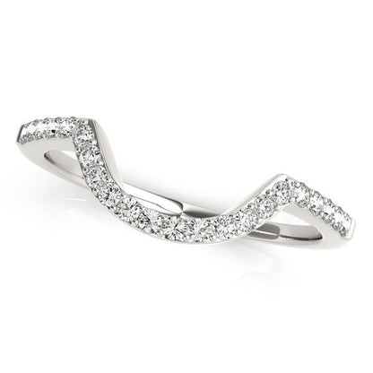 14k White Gold Curved Diamond Wedding Band (1/3 cttw) Bids.com