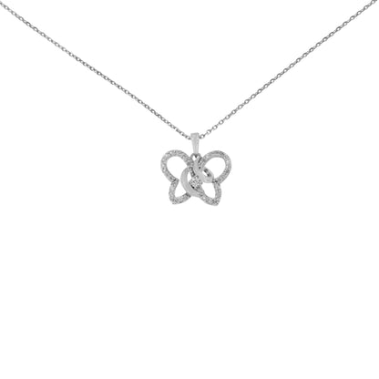 .925 Sterling Silver 1/4 cttw Prong-Set Diamond Butterfly 18" Pendant Necklace (H-I Color, I1-I2 Clarity) Bids.com