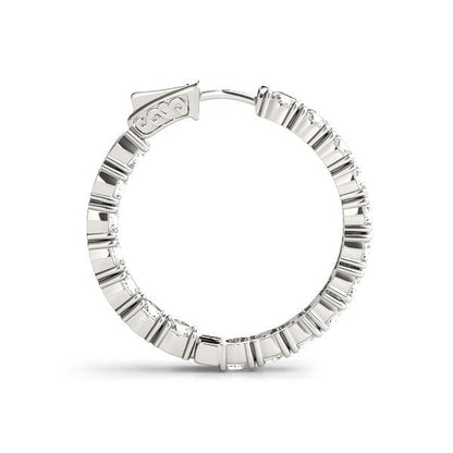 14k White Gold Two Sided Prong Set Diamond Hoop Earrings (3 1/2 cttw) Bids.com