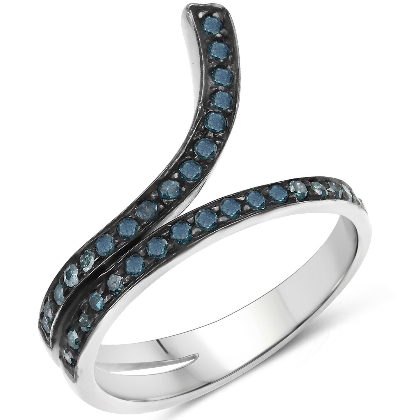 0.46 Carat Genuine Blue Diamond .925 Sterling Silver Ring Bids.com