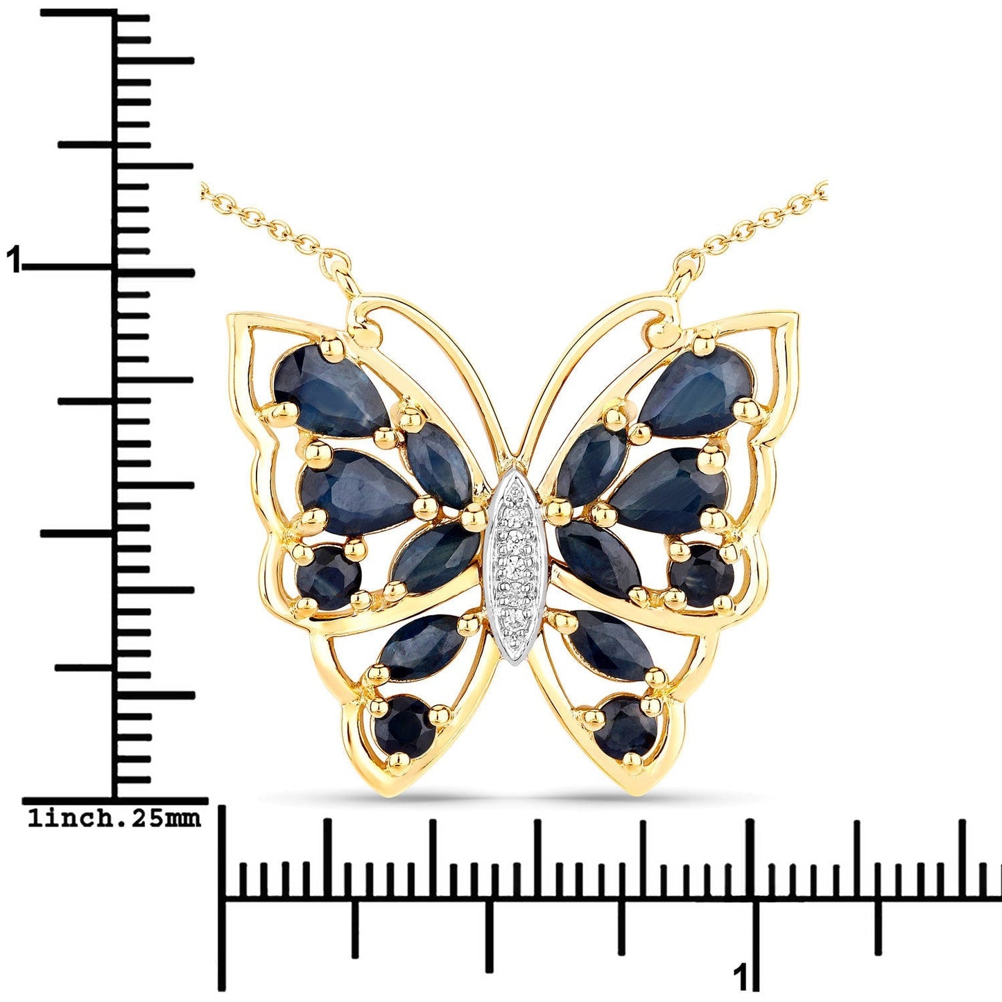 2.94 Carat Genuine Blue Sapphire and White Zircon .925 Sterling Silver Necklace Bids.com