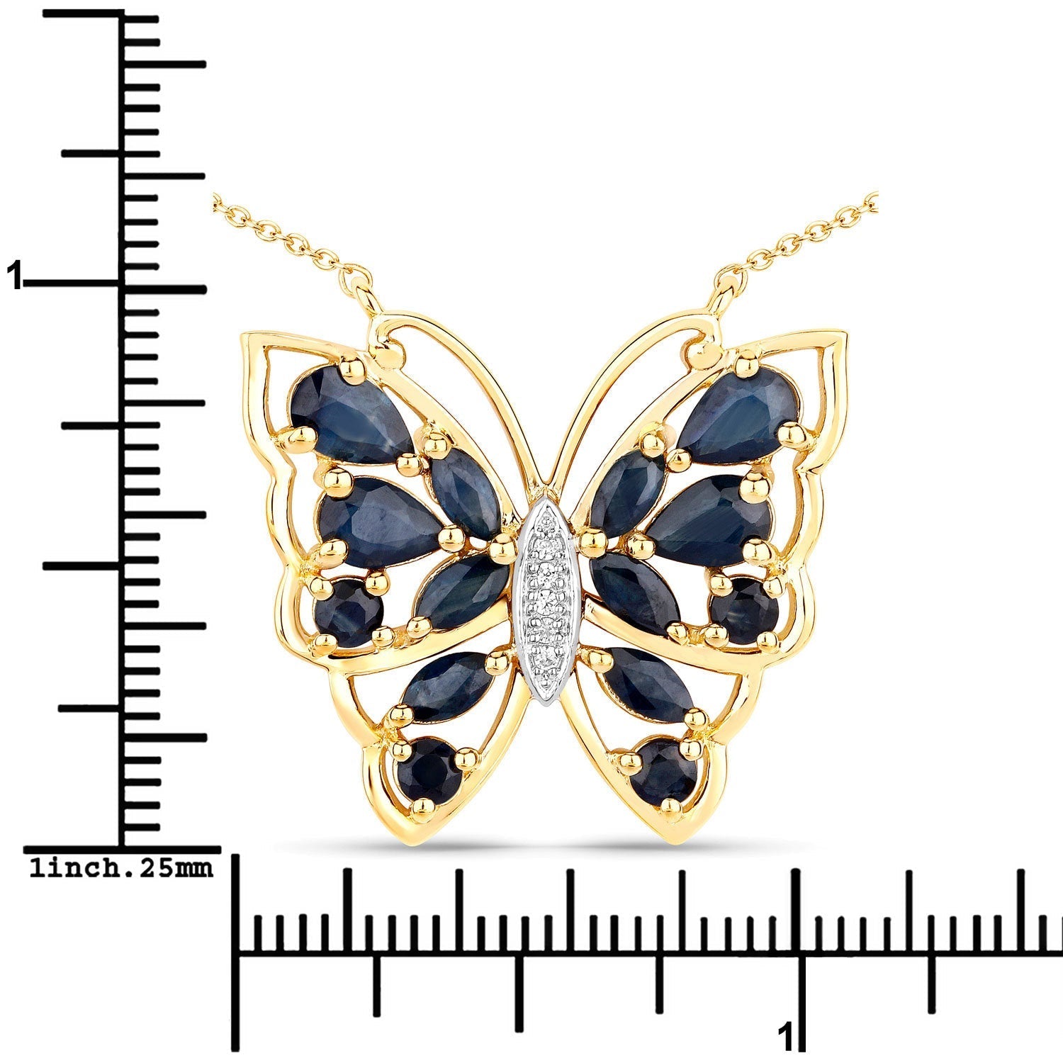 2.94 Carat Genuine Blue Sapphire and White Zircon .925 Sterling Silver Necklace Bids.com