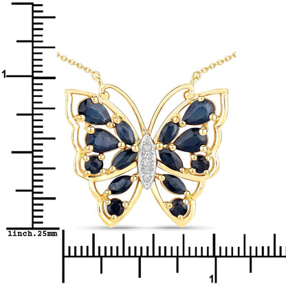 2.94 Carat Genuine Blue Sapphire and White Zircon .925 Sterling Silver Necklace Bids.com