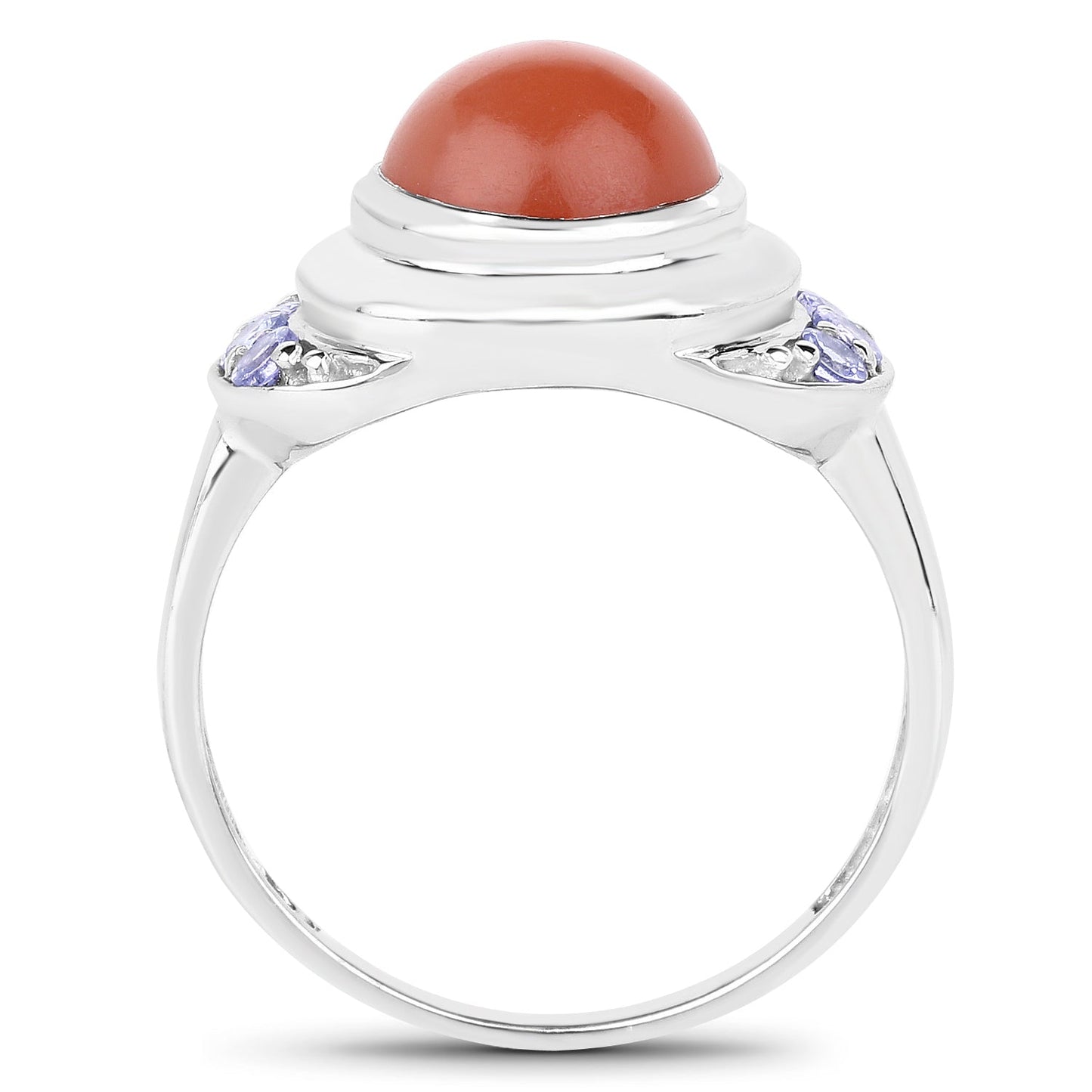 3.01 Carat Genuine Peach Moonstone and Tanzanite .925 Sterling Silver Ring Bids.com