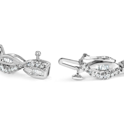 14K White Gold 2.00 Cttw Diamond Swirl and Pear Shape Link Bracelet (I-J Color, I2-I3 Clarity) - 7" Bids.com