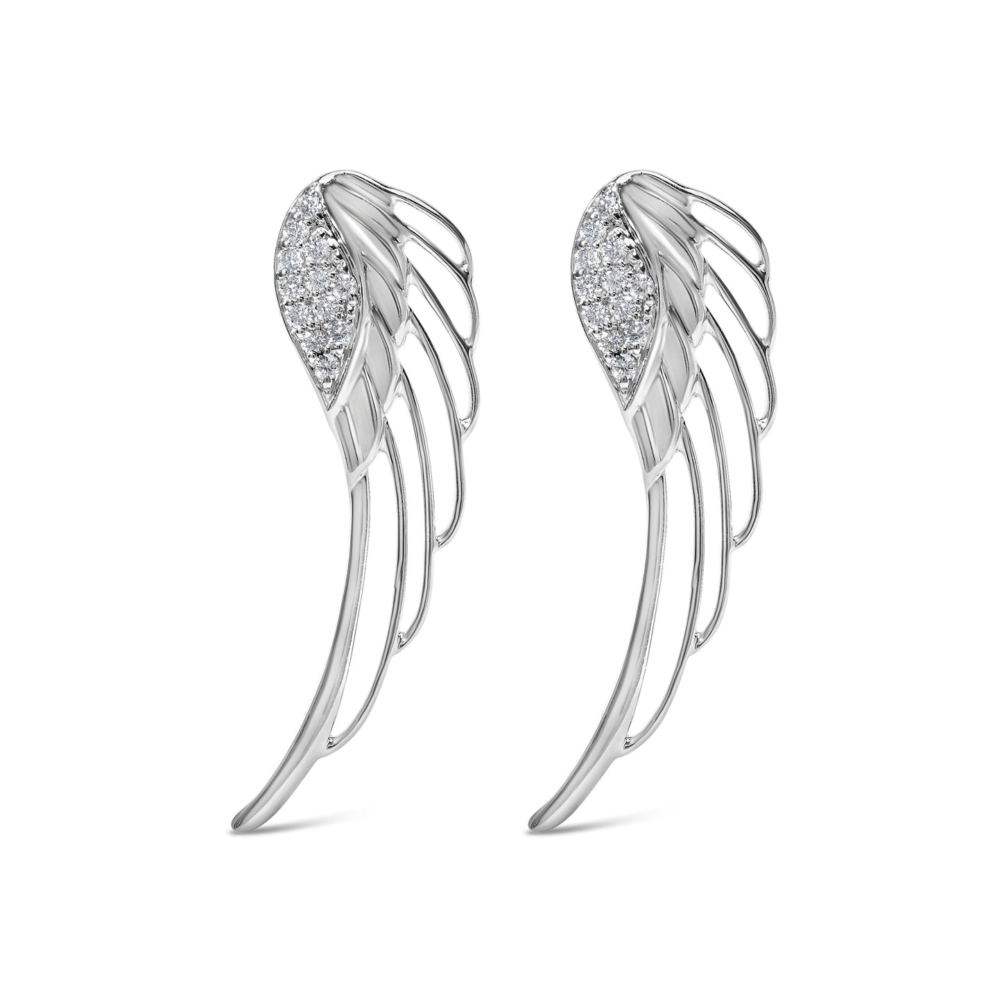 14K White Gold 1/4 Cttw Lab Grown Diamond Angel Wing Stud Earrings (F-G Color, VS1-VS2 Clarity) Bids.com