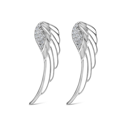14K White Gold 1/4 Cttw Lab Grown Diamond Angel Wing Stud Earrings (F-G Color, VS1-VS2 Clarity) Bids.com