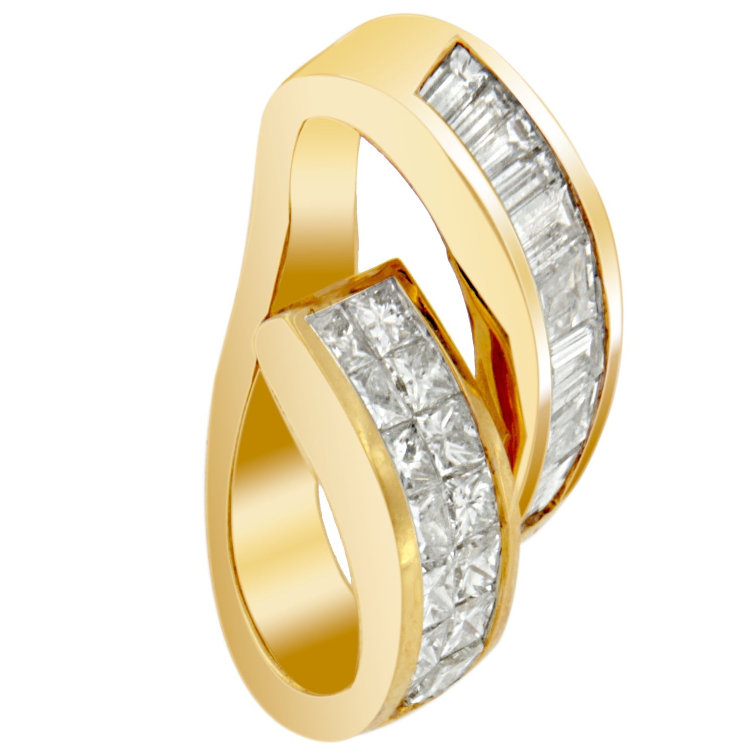 14K Yellow Gold 1 5/8 cttw Princess and Baguette Cut Diamond Fashion Pendant Necklace (G-H, VS2-SI1) Bids.com