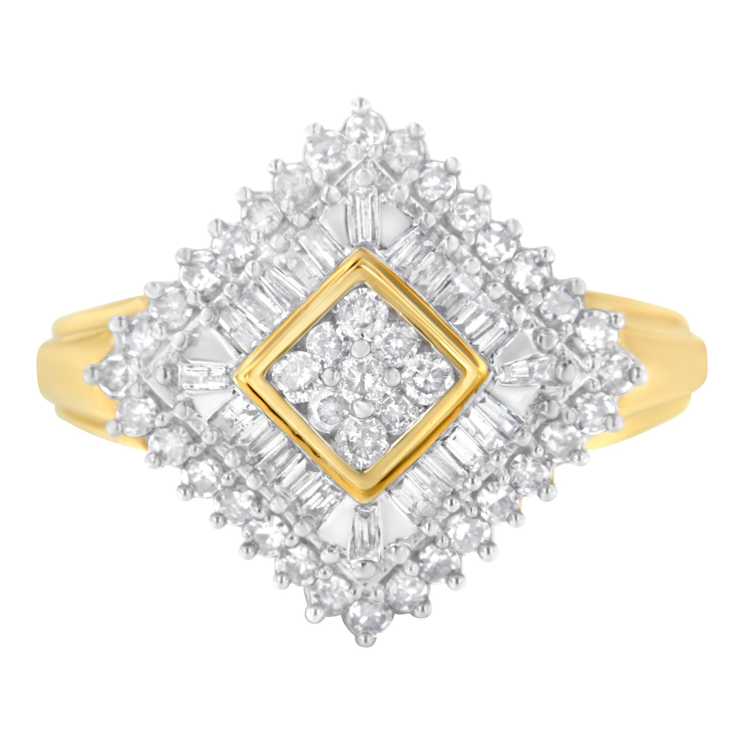 10K Yellow Gold Diamond Ballerina Ring (1 Cttw, I-J Color, I1-I2 Clarity) - Size 7 Bids.com