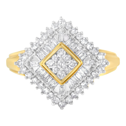 10K Yellow Gold Diamond Ballerina Ring (1 Cttw, I-J Color, I1-I2 Clarity) - Size 7 Bids.com