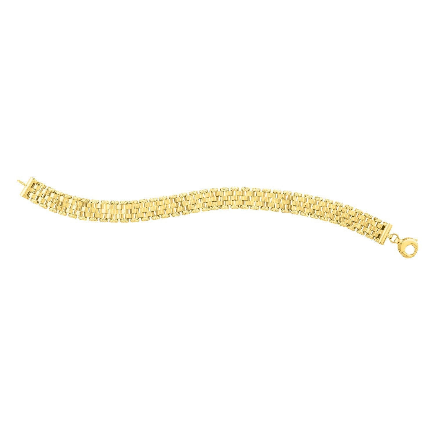 14k Yellow Gold Faceted Panther Link Chain Bracelet Bids.com