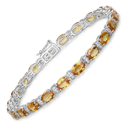 16.73 Carat Genuine Orange Sapphire and White Diamond 14K White Gold Bracelet Bids.com