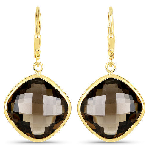 21.40 Carat Genuine Smoky Quartz .925 Sterling Silver Earrings Bids.com