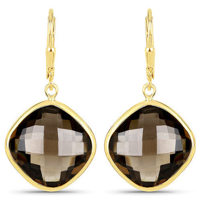21.40 Carat Genuine Smoky Quartz .925 Sterling Silver Earrings Bids.com