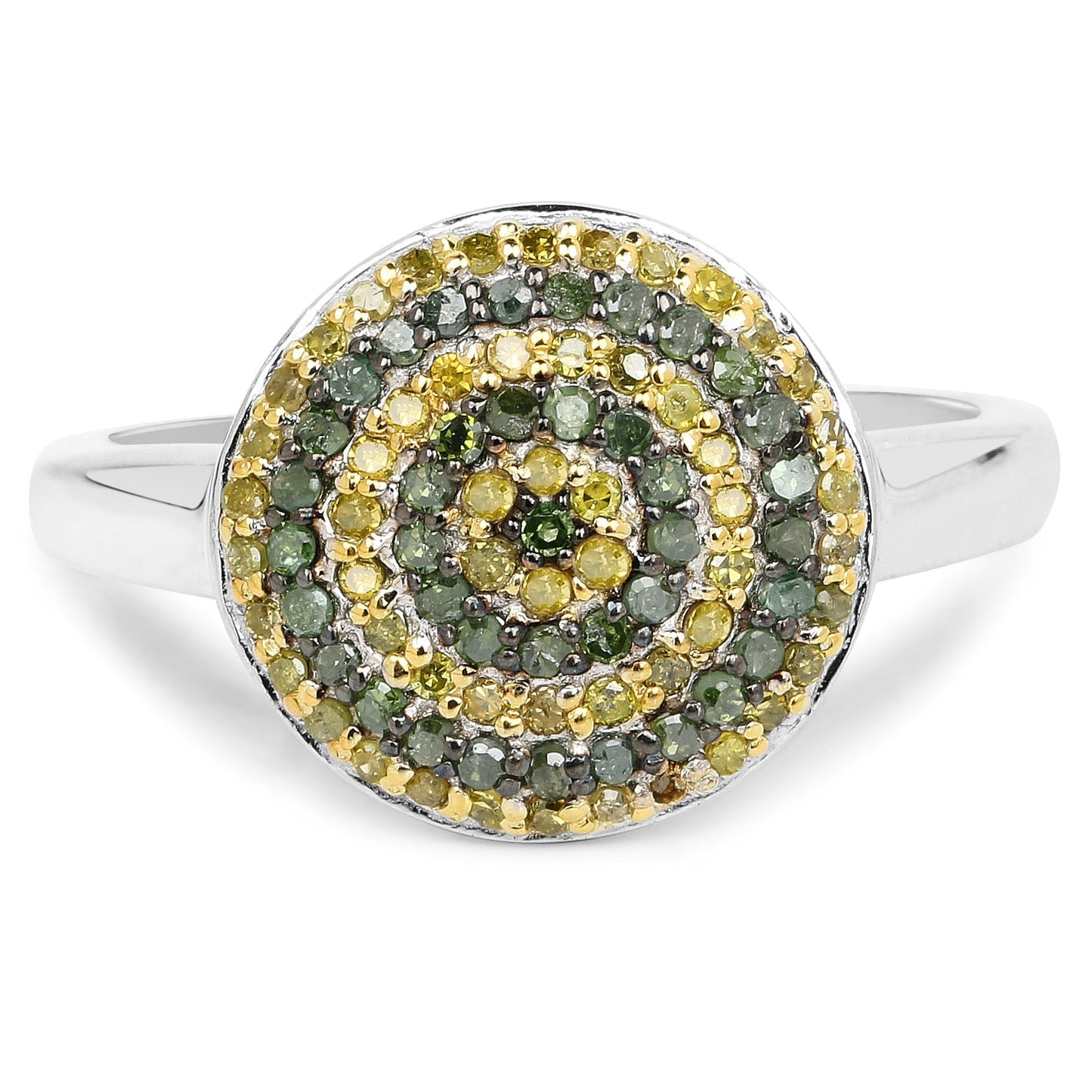 0.39 Carat Genuine Green Diamond and Yellow Diamond .925 Sterling Silver Ring Bids.com