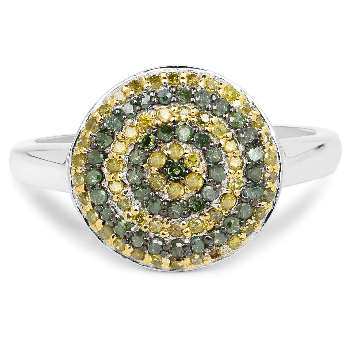 0.39 Carat Genuine Green Diamond and Yellow Diamond .925 Sterling Silver Ring Bids.com