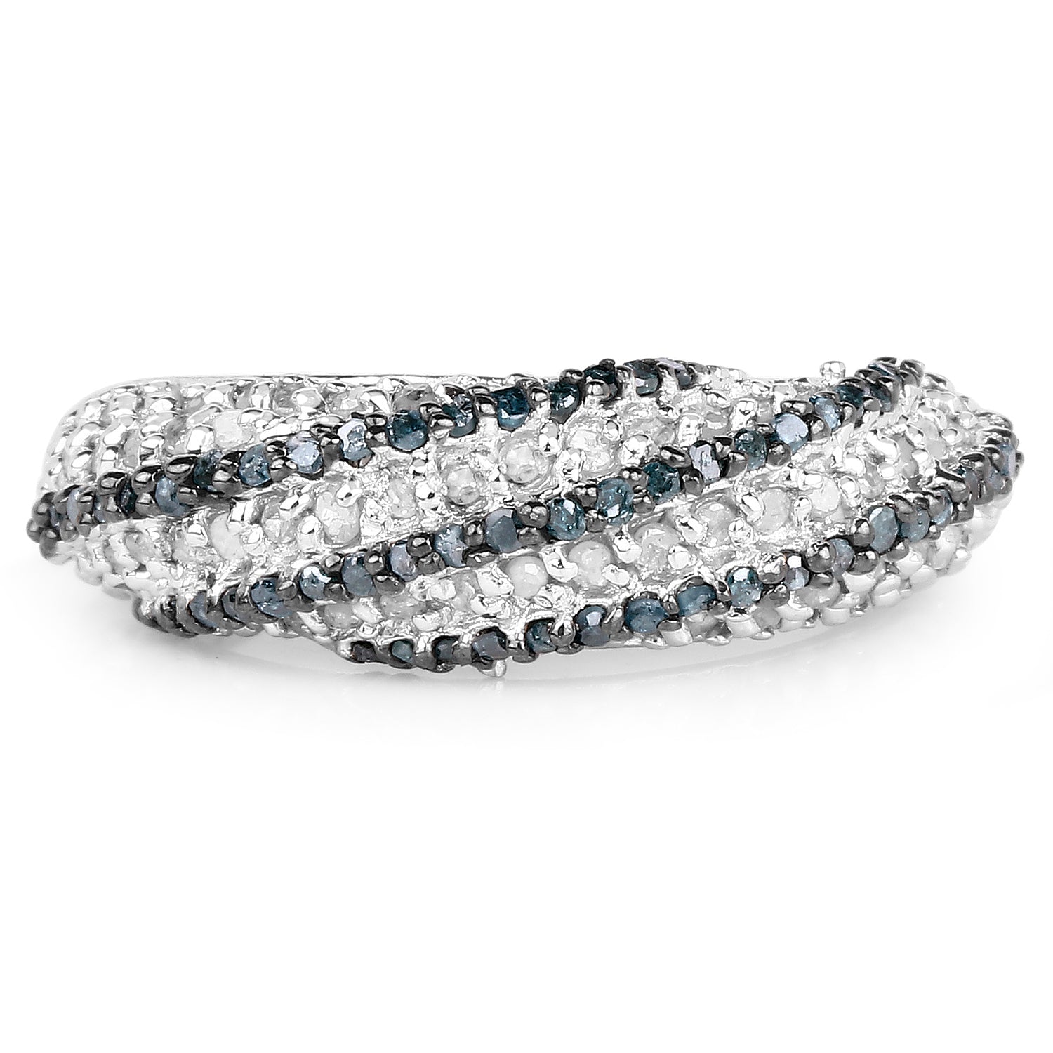 1.25 Carat Genuine Blue Diamond & White Diamond .925 Sterling Silver Ring Bids.com