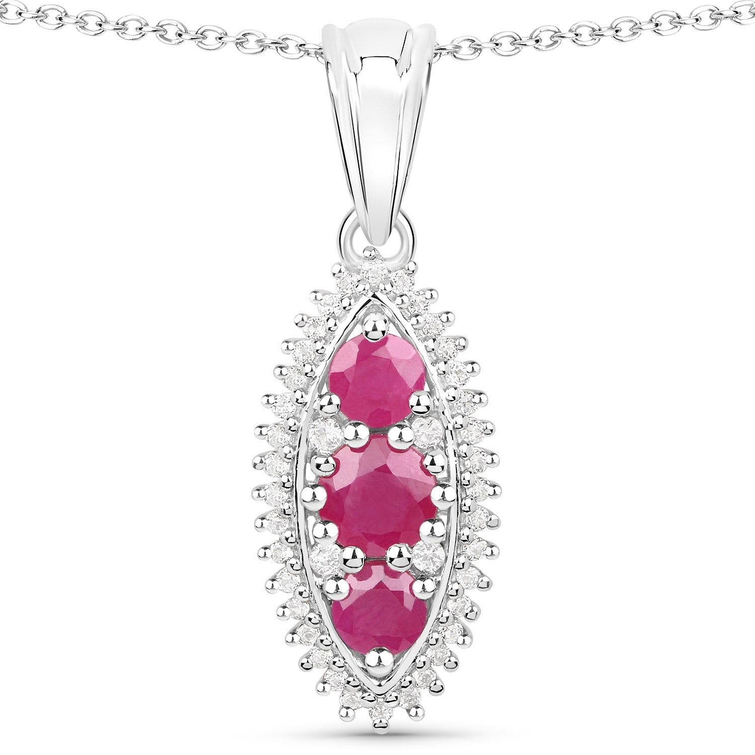 4.32 Carat Genuine Ruby and White Topaz .925 Sterling Silver 3 Piece Jewelry Set (Ring, Earrings, and Pendant w/ Chain) Bids.com