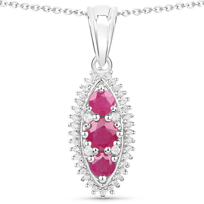 4.32 Carat Genuine Ruby and White Topaz .925 Sterling Silver 3 Piece Jewelry Set (Ring, Earrings, and Pendant w/ Chain) Bids.com