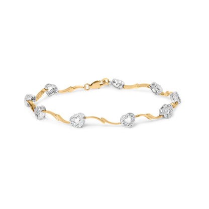 10k Two-Tone Gold 1/3 Cttw Diamond Pave Set Heart S-Link 7.25" Bracelet (I-J Color, I2-I3 Clarity) Bids.com