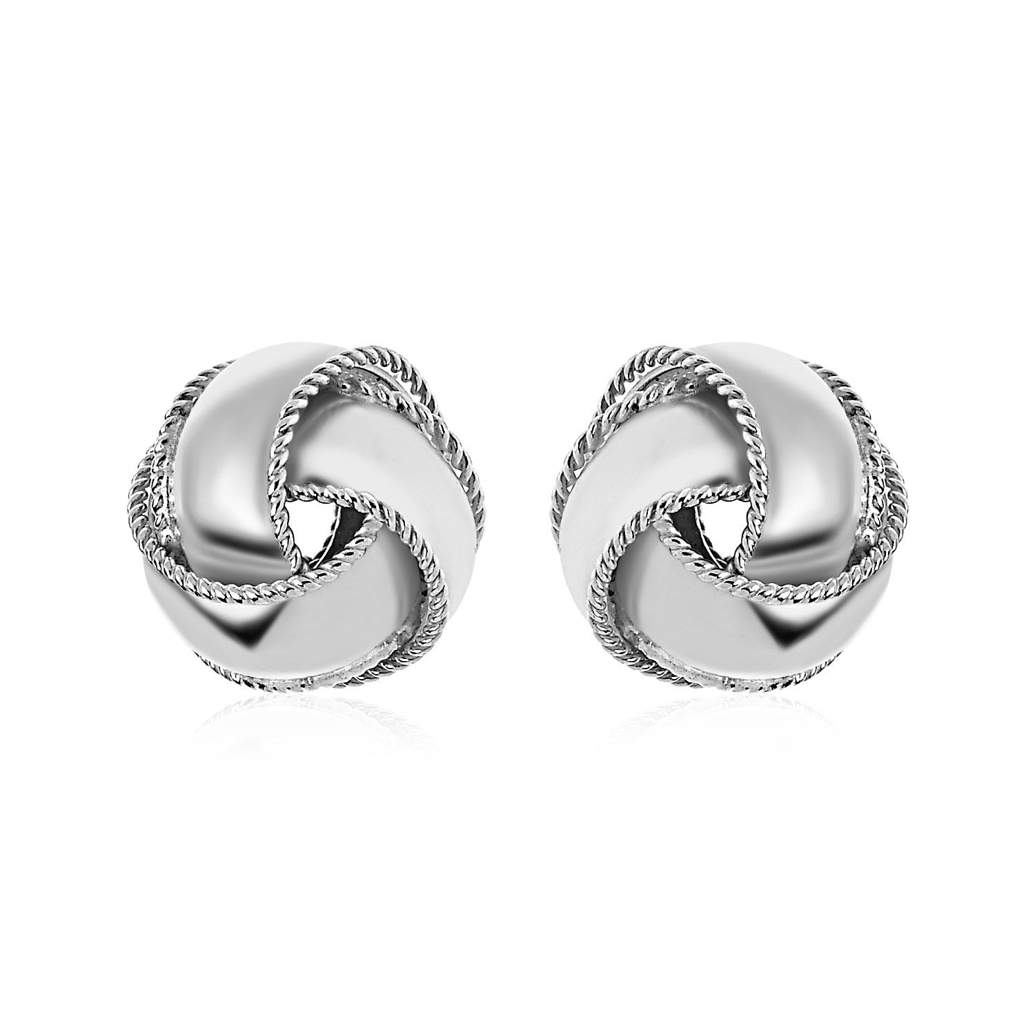 Textured and Polished Love Knot Earrings in Sterling Silver Bids.com