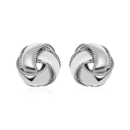 Textured and Polished Love Knot Earrings in Sterling Silver Bids.com