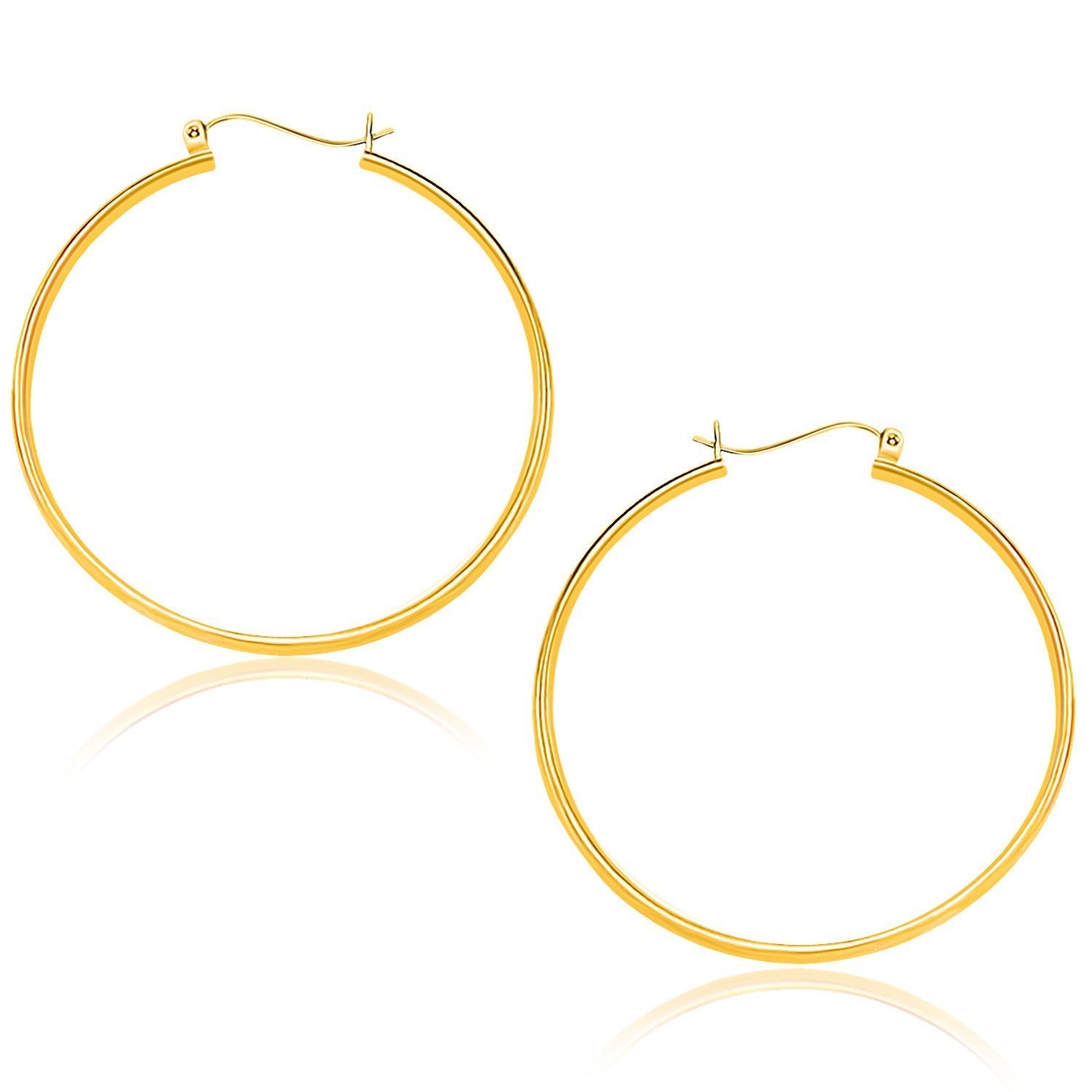 14k Yellow Gold Polished Hoop Earrings (40mm) Bids.com
