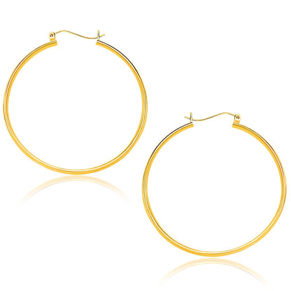 14k Yellow Gold Polished Hoop Earrings (40mm) Bids.com