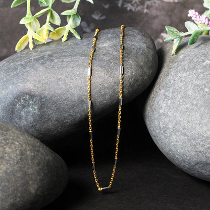 Bar Links Pendant Chain in 14k Two Tone Gold (1.4mm) Bids.com