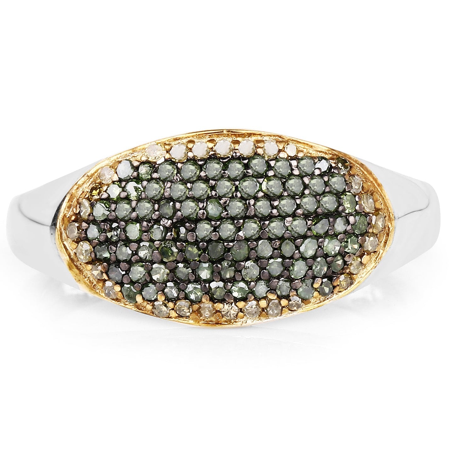 0.45 Carat Genuine Green Diamond and Yellow Diamond .925 Sterling Silver Ring Bids.com