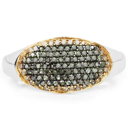 0.45 Carat Genuine Green Diamond and Yellow Diamond .925 Sterling Silver Ring Bids.com