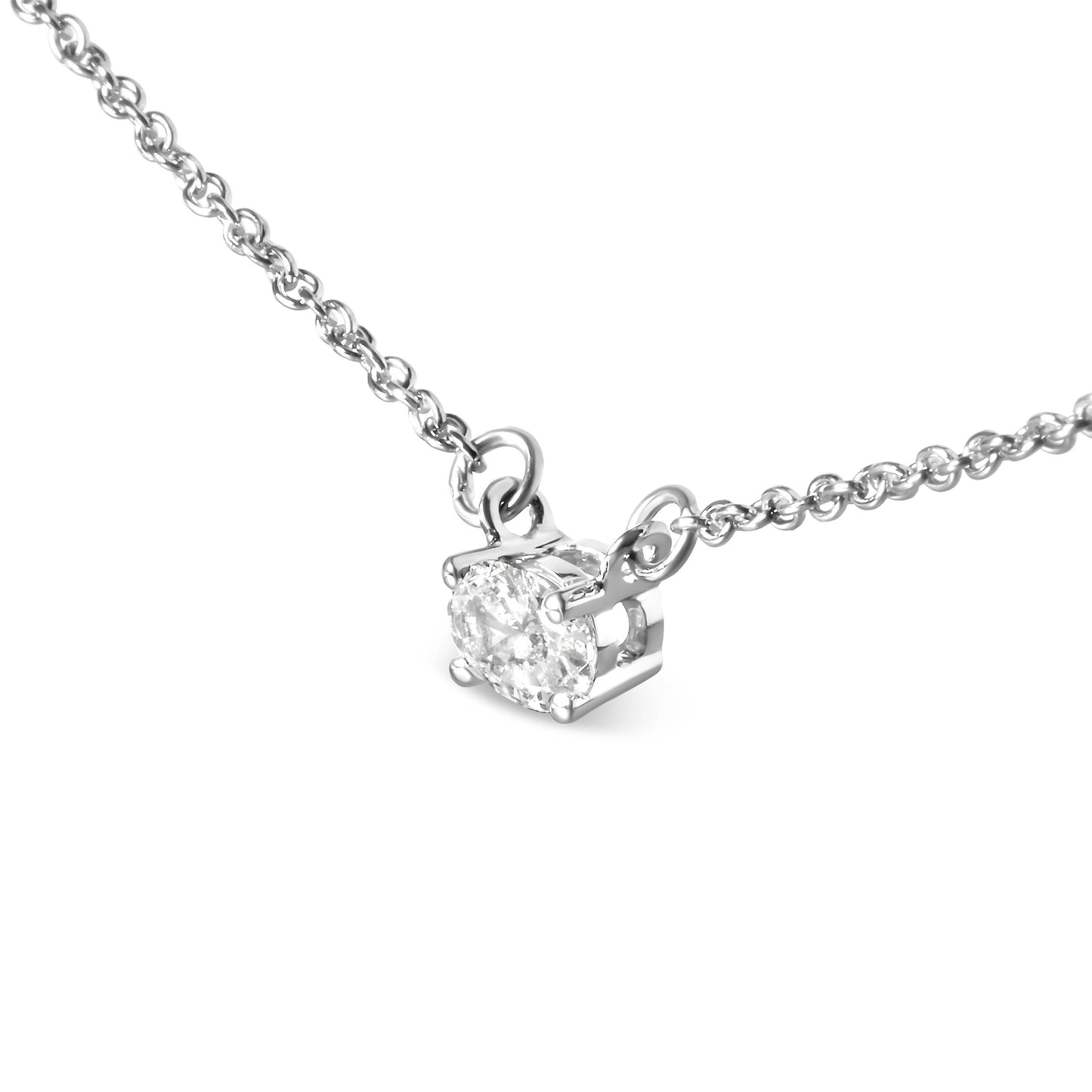 14K White Gold 1/4 Cttw Lab Grown Oval Solitaire Diamond East West 18" Pendant Necklace (G-H Color, VS2-SI1 Clarity) Bids.com