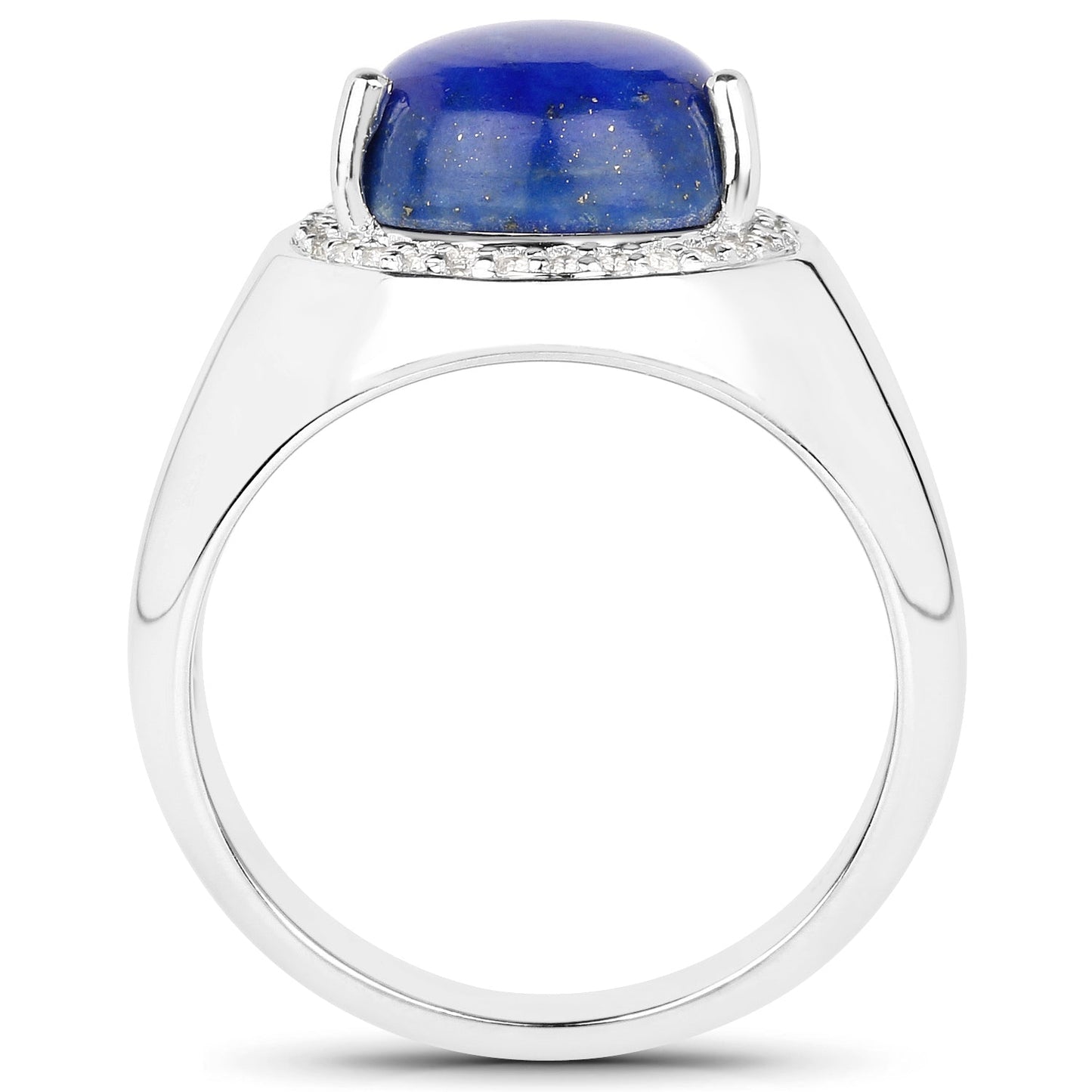 5.52 Carat Genuine Lapis and White Zircon .925 Sterling Silver Ring Bids.com